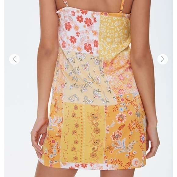 NWOT-Forever21-Floral Vented-Hem Satin Dress - Picture 3 of 9